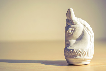 Knight of Thai chess on wooden tableの写真素材