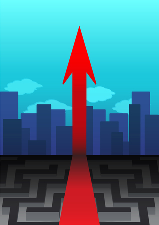 Red direction is way to success.walking on successfully way.Choose the way to successfully.のイラスト素材