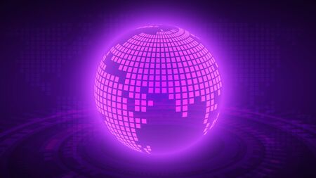 perspective purple global technology vector background,virtual technology concept,cyberspace with world map,global network systemのイラスト素材