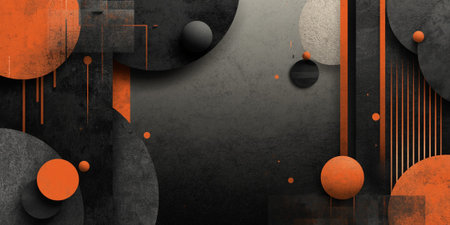 Abstract geometric background with circles, lines and dots. Vector illustration.の写真素材