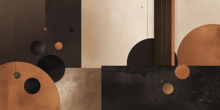 abstract background with geometric shapes in brown, black and brown colorsの写真素材