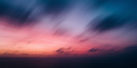 Beautiful sunset over the sea. Blurred background. Long exposure