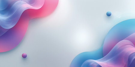 Abstract background with blue and pink wavy shapes. Vector illustration.