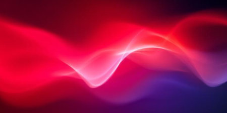 Neon glowing wave, magic energy and light motion background. Vector wallpaper template
