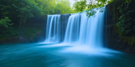 Beautiful waterfall in deep forest. Beautiful waterfall in deep forest.