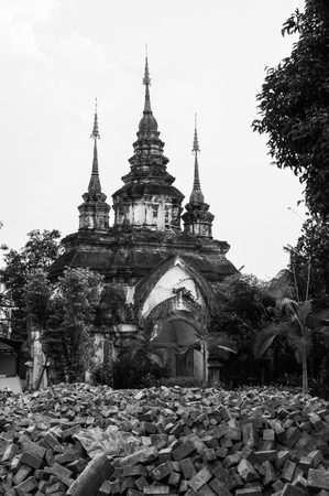 Suan dok temple gate at Wat Suan Dok, Chiangmai, Thailand.の写真素材