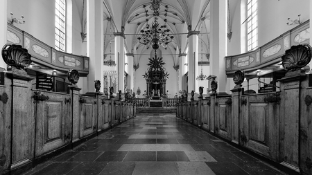 Trinitatis Church black and white, Copenhagen, Denmarkのeditorial素材