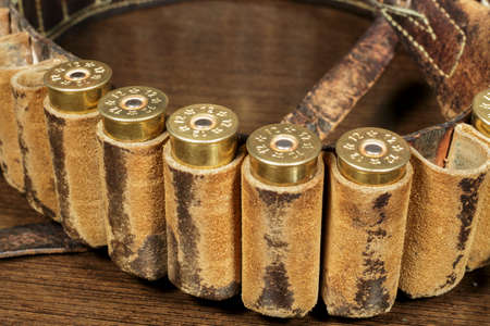 Detail view of an old cartridge boxの写真素材