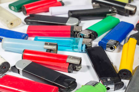 Lighters of different types and colorsの写真素材