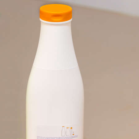 White bottle of shower gel in the bathroom floorの写真素材