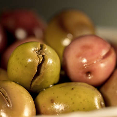 Slit and cracked olives, seasoned with a traditional andalusian recipeの写真素材