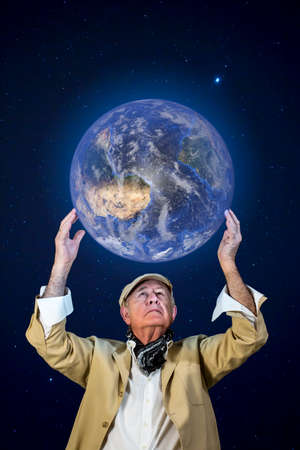 The Old Man looking with concern the situation of Polar Thaw in the Arctic