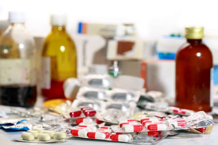 Capsules, pills, syrups and other expired medicationsの写真素材