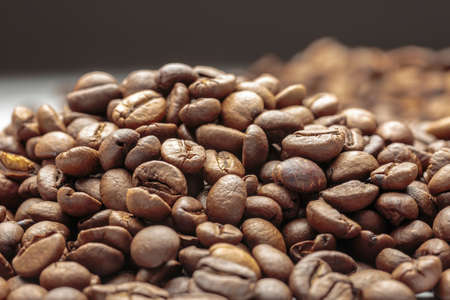 Heaps of roasted coffee beansの写真素材