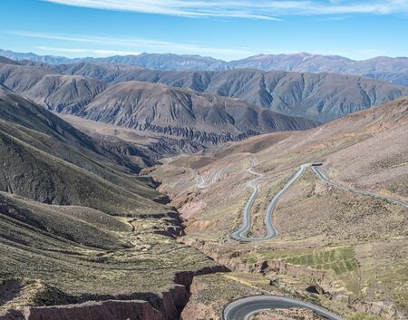 Serpentary road at argentinian mountainsの写真素材
