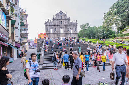 Macaus souvenir street near Ruins of St  Paulsのeditorial素材