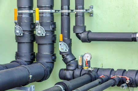 Manometers, valves and pipes with closed foam cell insulationの写真素材