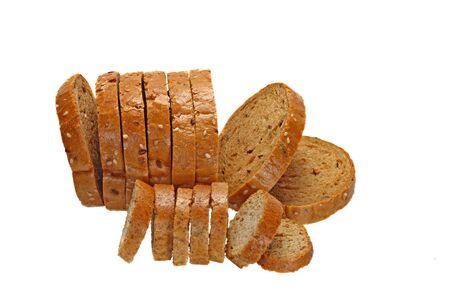 Cereal bread and crackers of similar shape isolated on white backgroundの写真素材