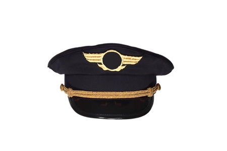 Pilots black cap isolated on white background