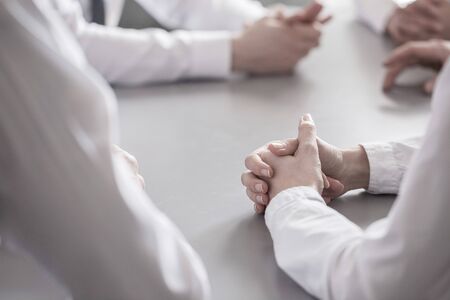 Group of business people working together at meeting in officeの写真素材