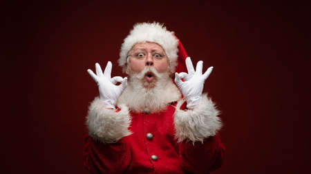 Santa Claus showing ok sign perfect Christmas celebrationの写真素材