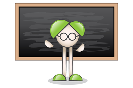 School Black Blackboard Front Cartoon Characterのイラスト素材