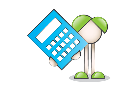 Big Blue Calculator and Cartoon Charactersのイラスト素材