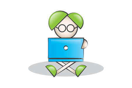 Laptop (computer) notebook uses cartoon charactersのイラスト素材