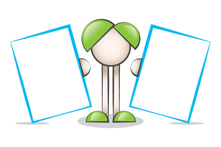 Two Blue Message Boards and Cartoon Charactersのイラスト素材