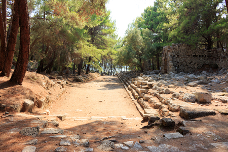 Ruins of the ancient town at Phaselis, Antalya, Turkeyのeditorial素材