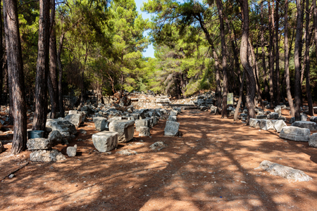 Ruins of the ancient town at Phaselis, Antalya, Turkeyのeditorial素材