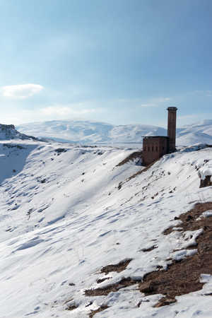 Historical Ani Ruins and Winter Landscapes, Kars, Turkey ,February 2017の写真素材