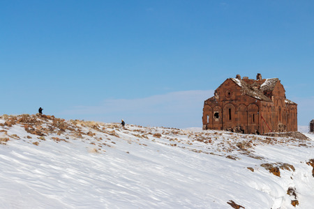 Historical Ani Ruins and Winter Landscapes, Kars, Turkey ,February 2017の写真素材