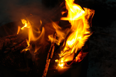 Fire Burning Fire and flame visual. Yellow and red color.の写真素材