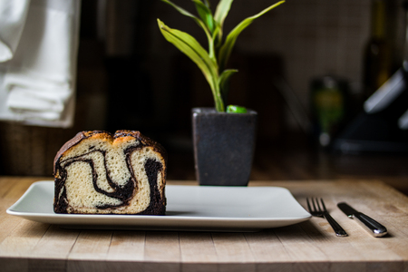 Marble Cake with coffeeの写真素材