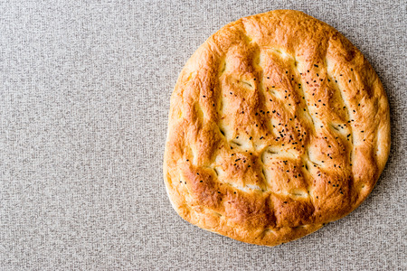 Turkish Ramadan Pita or Ramazan Pidesi. (Pide) Traditional bakery concept.の写真素材