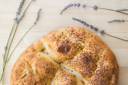 Turkish Ramadan Pita or Ramazan Pidesi. (Pide)の写真素材