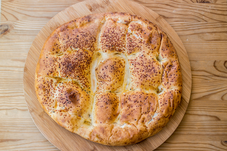 Turkish Ramadan Pita or Ramazan Pidesi. (Pide)の写真素材