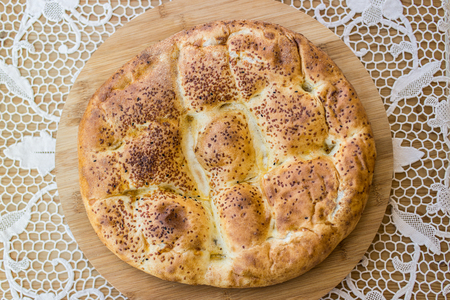 Turkish Ramadan Pita or Ramazan Pidesi. (Pide) Traditional bakery concept.の写真素材