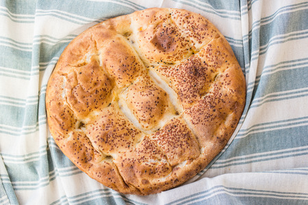 Turkish Ramadan Pita or Ramazan Pidesi. (Pide)の写真素材