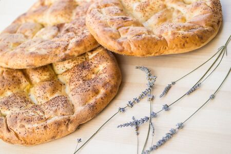 Turkish Ramadan Pita or Ramazan Pidesi. (Pide)の写真素材