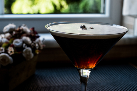 Espresso Martini Cocktail with coffee beans. Beverage Concept.の写真素材