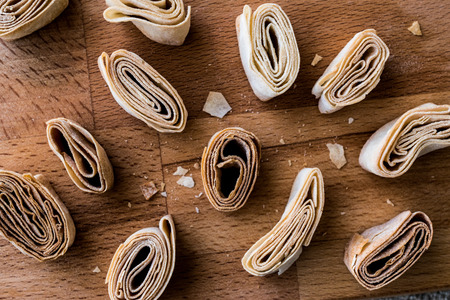 Turkish Food From Artvin called Silor / Rolled and Fried phyllo. Traditional Bakery.の写真素材