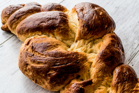Sweet Braided Bread / Paskalya Coregi or Challah Bread for Shabbat. Traditional Bakery.