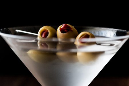Classic Dry Martini with olives. beverage concept.の写真素材