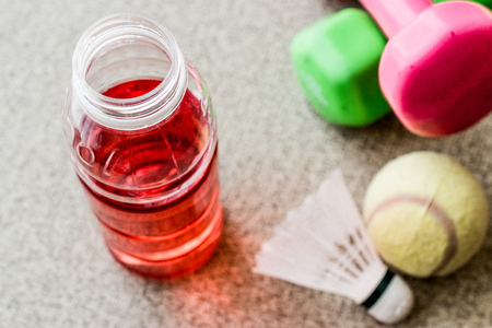 Low Calories Mineral Water for Workout (Wheat Dextrin). Exercise Concept.の写真素材