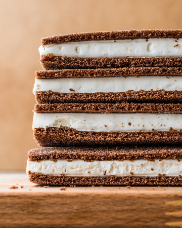 Milk Slice sandwich with cream. Fast Food Concept.の写真素材