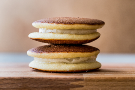 Pancake with cream or milk / sut burger. Fast food Concept.の写真素材