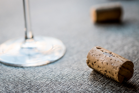 Wine Corks with glass on smooth surface. beverage stuffの写真素材