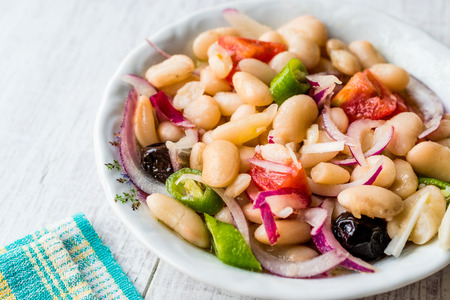 Turkish Piyaz Salad with Beans, Onions,  and Olives. Traditional Food.の写真素材